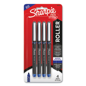 Sharpie® Roller Professional Design Roller Ball Pen, Stick, Fine 0.5 Mm, Blue Ink, Black-blue Barrel, 4-pack freeshipping - TVN Wholesale